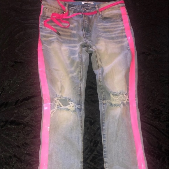 Mens Balenciaga Jeans with Pink stripe - Picture 2 of 11